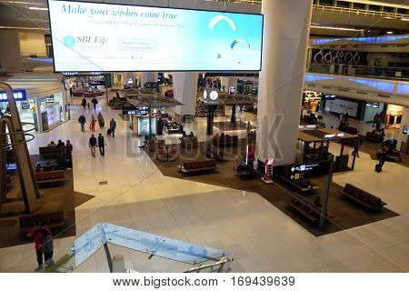 DELHI, INDIA - FEBRUARY 07: Indira Gandhi international airport duty free. Delhi airport is one of the most visited airports in India on February 07, 2016.
