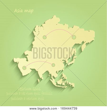 Asia map green yellow vector infographic tempalte