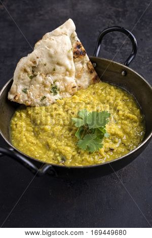 Indian Dal Soup with Chapati in Bowl