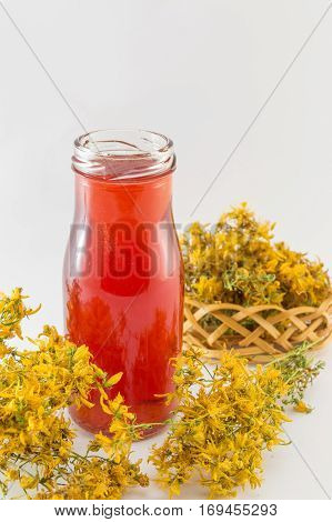 Saint Johns Wort Oil And Dried Flowers