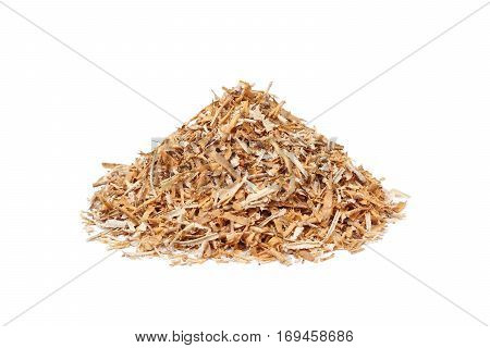 A pile of saw dust isolated on white