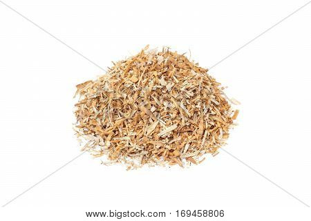A pile of saw dust isolated on white
