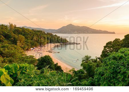 Landscape from Phuket View Point at Leam Sing Beach Located in Phuket Province Thailand.
