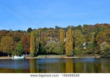 Meulan France - october 31 2016 : the picturesque city in autumn