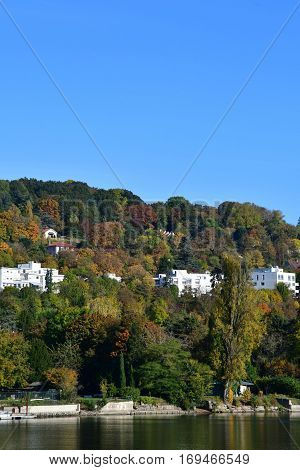 Meulan France - october 31 2016 : the picturesque city in autumn