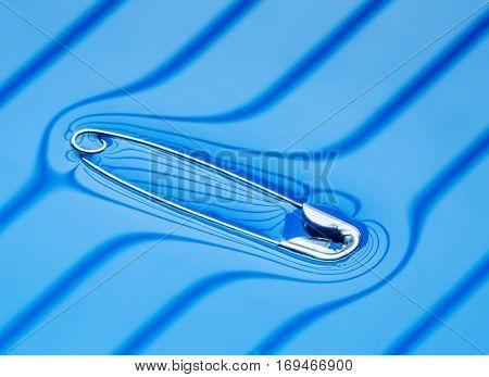 Physical experiment - pin floating on water surface.