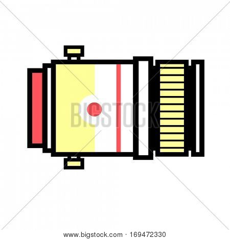 Zoom lens of digital camera vector icon. Symbol of technology photography or professional photographer. Optical device for photocamera. Minimalistic flat design. Illustration isolated on white