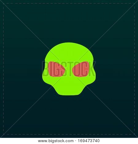 Alien Head. Color symbol icon on black background. Vector illustration