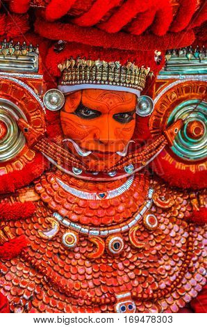 Colourful Ritual Dancer In Kerala