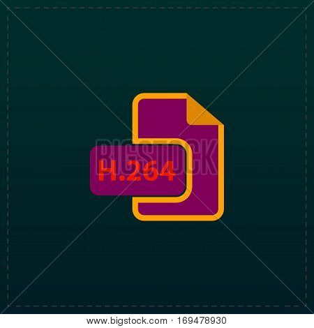 H264 video file extension. Color symbol icon on black background. Vector illustration