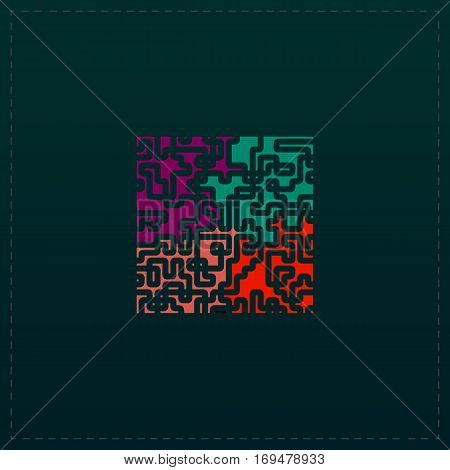 Labyrinth Puzzle rebus. Color symbol icon on black background. Vector illustration