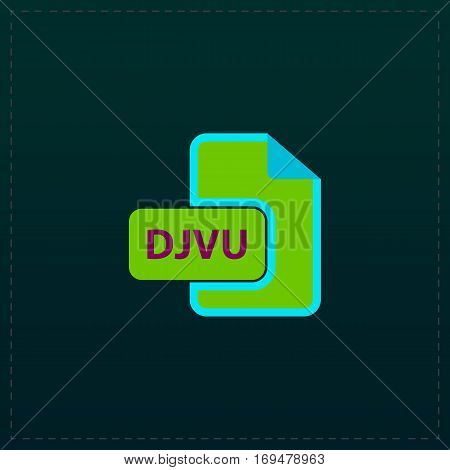DJVU ebook file extension. Color symbol icon on black background. Vector illustration