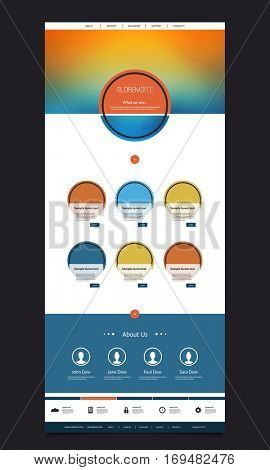 Responsive One Page Website Template with Blurred Background - Desktop and Mobile Version 