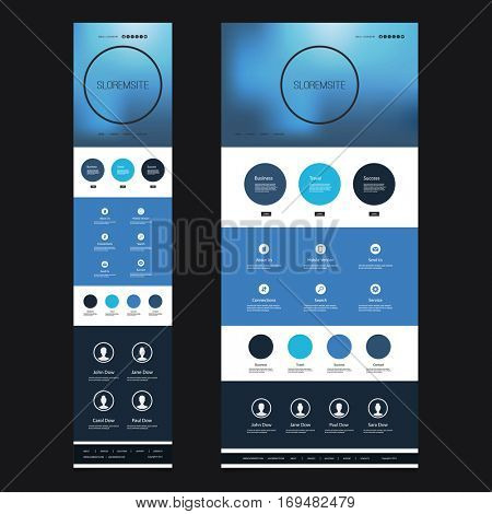 Responsive One Page Website Template with Blurred Background - Desktop and Mobile Version 