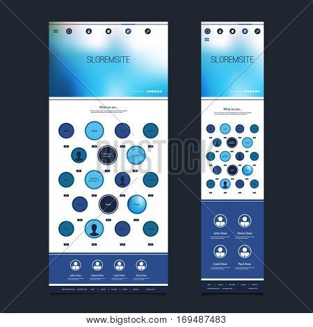 Responsive One Page Website Template with Blurred Background - Desktop and Mobile Version 