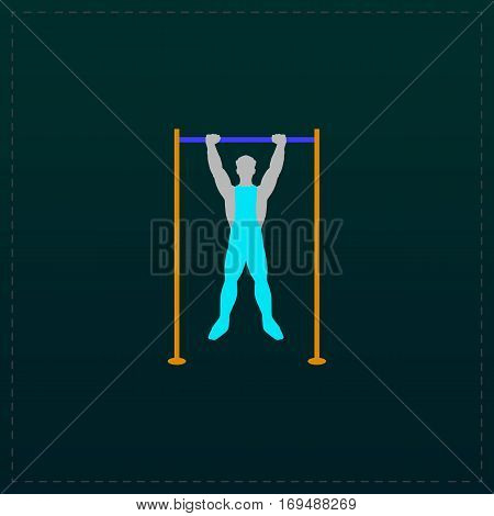 Horizontal bar and man. Color symbol icon on black background. Vector illustration