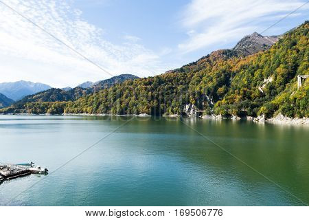 Reservoir of Kurobe dam in Toyama of Japan