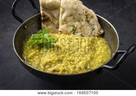 Indian Dal Soup with Chapati in Bowl