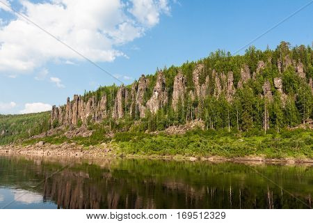 Beautiful Siberian rivers. Tunguska. Around only rocks. Krasnoyarsk territory.