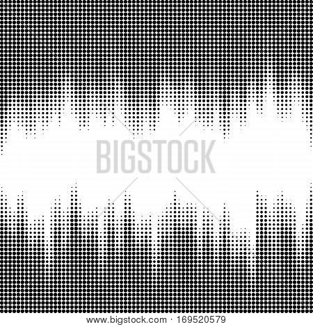 Vector illustration with halftone patterns. Black and white abstract vector background.