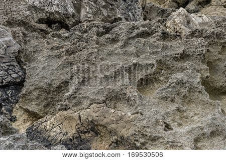 Rocks by the Mediterranean sea on the island of Ibiza in Spain, holiday and summer scene