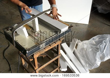 cutting foam machine use to cut the white foam in the shipping department