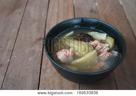 Gourd steamed pork ribs is Asia tranditional soup food