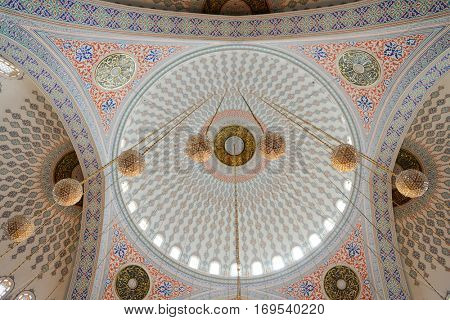 Ankara, Turkey - March 28, 2013: Kocatepe mosque dome details. The Mosque is the largest mosque in Ankara, the capital of Turkey and was built between 1967 and 1987.