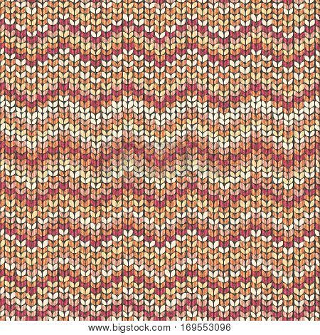 Knitting pattern, zigzag seamless wool background, vector Illustration