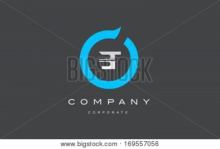 BT letter combination alphabet blue circle vector logo icon sign design template