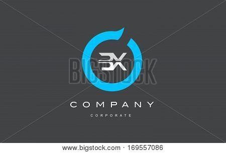 BX letter combination alphabet blue circle vector logo icon sign design template