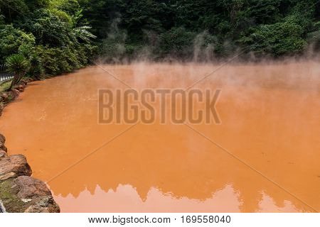Blood pond hell in Beppu of Japan