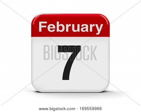 Calendar web button - The Seventh of February three-dimensional rendering 3D illustration