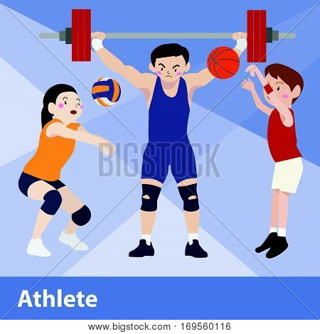 Athletic sport vector cartoon character illustration set