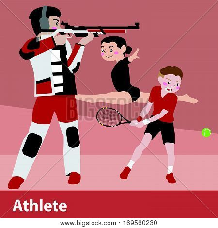 Athletic sport vector cartoon character illustration set