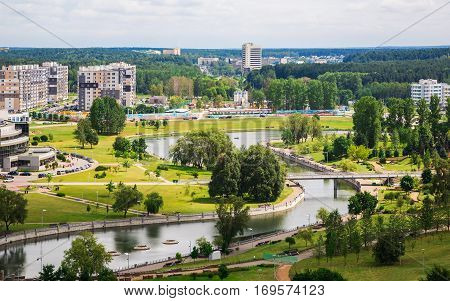 urban architecture modern buildings Francis Skaryna Street Minsk Belarus July 21 2014 a plan view of the editorial