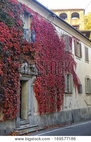 Albiate (Monza Brianza Lombardy Italy): exterior of the historic Villa Airoldi at fall