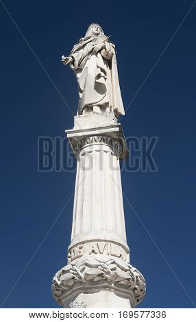 Avila (Castilla y Leon Spain): statue dedicated to Santa Teresa