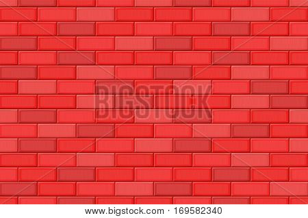Cartoon Hand Drown Red Realistic Seamless Brick Wall Texture. Vector Illustration