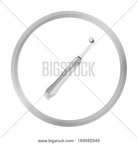 Electric toothbrush icon in monochrome style isolated on white background. Dental care symbol vector illustration.