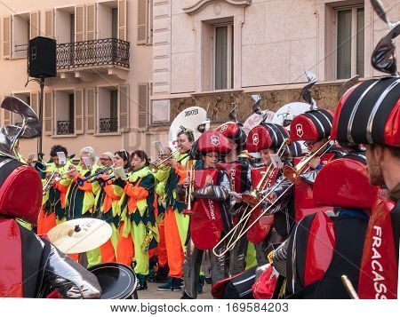 Guggenmusic Fracassband Sounds In The Town Hall Square And The Streets In Celebration.