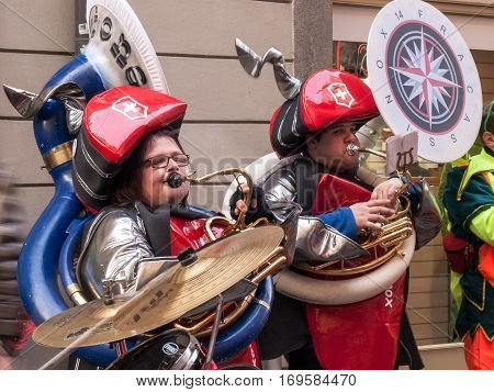 Guggenmusic Fracassband Sounds In The Town Hall Square And The Streets In Celebration.