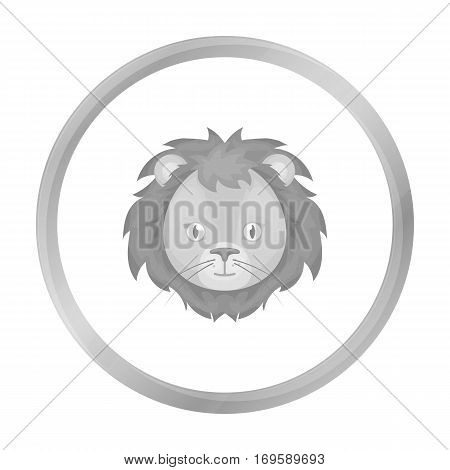 Circus lion icon in monochrome style isolated on white background. Circus symbol vector illustration.