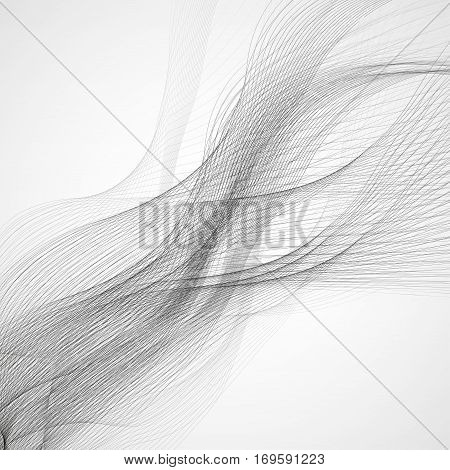 Abstract background with gray waves. Vector lines
