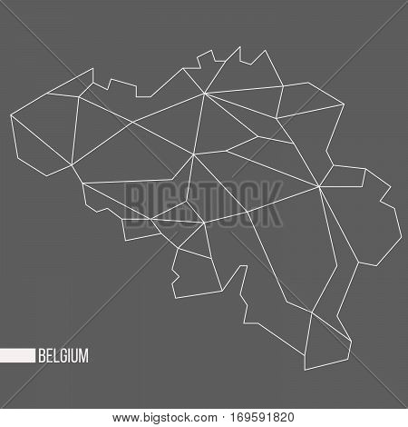 Abstract polygonal geometric Belgium minimalistic map isolated on grey background