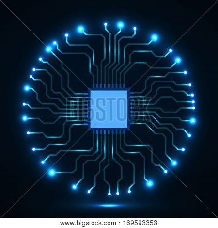 Abstract cpu. Microprocessor. Microchip. Circuit board. Vector