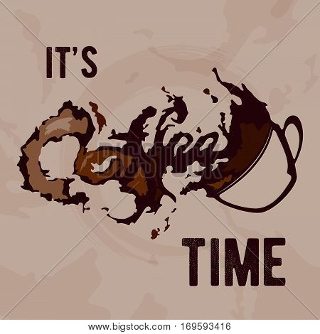 It's coffee time i abstract background on beige font