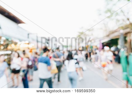 Abstract Blurred Crowd Of People In Chatuchak Weekend Souvenir Market