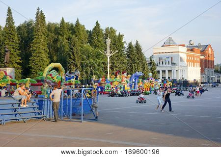 Gorno-Altaisk, Russia - July 12, 2016: Lenin Square, Gorno-Altaisk, Altai Republic, Siberia, Russia