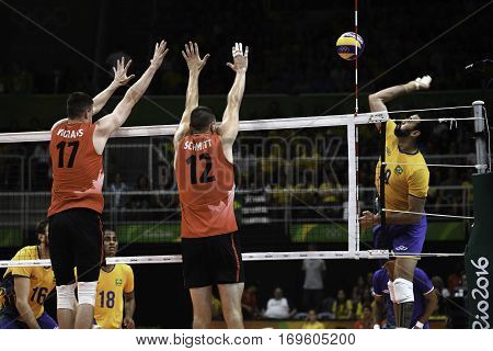 Rio Brazil. August 09 2016. Volleyball men - SCHMITT Gavin SCHMITT during Brazil (BRA) vs Canada (CAN) at the 2016 Summer Olympic Games in Maracanazinho
